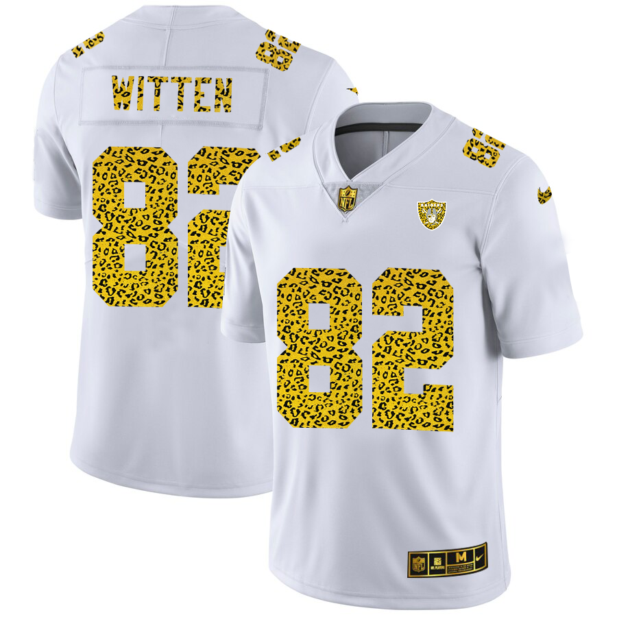 Las Vegas Raiders #82 Jason Witten Men Nike Flocked Leopard Print Vapor Limited NFL Jersey White